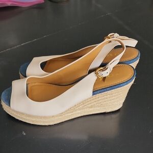 Coach Women's Cream and Blue Slingback Shoes